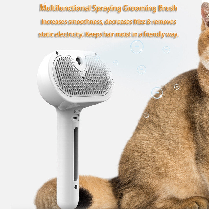 Pet Comb Self Cleaning Pets Hair Remover Brush For Dogs Grooming Tools - Built-in Mist Humidifier