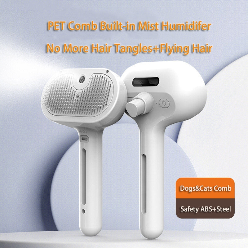 Pet Comb Self Cleaning Pets Hair Remover Brush For Dogs Grooming Tools - Built-in Mist Humidifier
